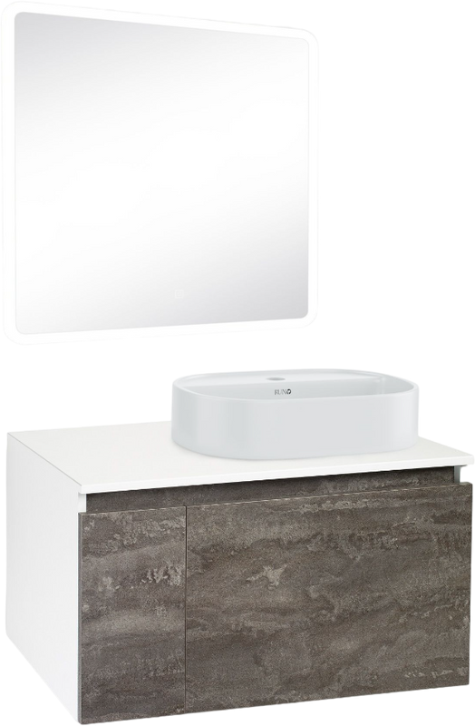 Мебель для ванной комнаты Runo Бари 80 железный камень, раковина Nuovo 50