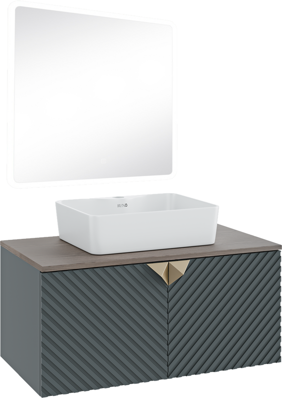 Мебель для ванной комнаты Runo Андорра 85 графит, дуб коньячный, раковина Lavello 50