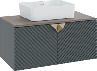 Мебель для ванной комнаты Runo Андорра 85 графит, дуб коньячный, раковина Lavello 50