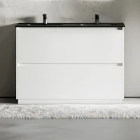 Тумба с раковиной Sancos Libra Floor 120 двойная черная раковина CN7004MB, белый глянец