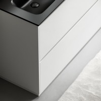 Тумба с раковиной Sancos Libra Floor 120 двойная черная раковина CN7004MB, белый глянец