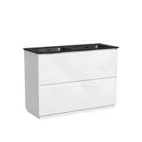 Тумба с раковиной Sancos Libra Floor 120 двойная черная раковина CN7004MB, белый глянец