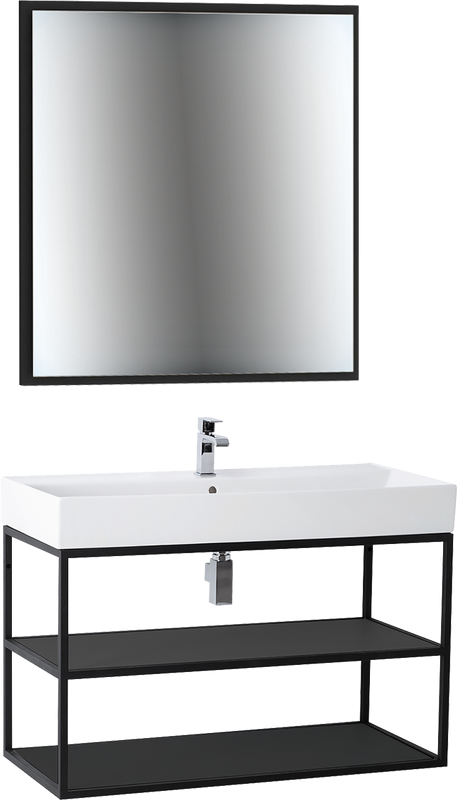 Мебель для ванной комнаты Cezares Cadro 100, 2-х ярусная, подвесная, черные полки