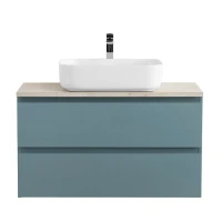 Тумба под раковину со столешницей BelBagno Kraft 100 подвесная, матовая голубая, столешница kep-100-mco
