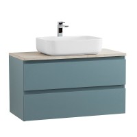 Тумба под раковину со столешницей BelBagno Kraft 100 подвесная, матовая голубая, столешница kep-100-mco