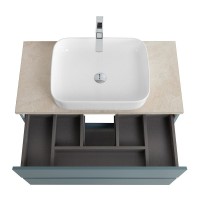 Тумба под раковину со столешницей BelBagno Kraft 100 подвесная, матовая голубая, столешница kep-100-mco