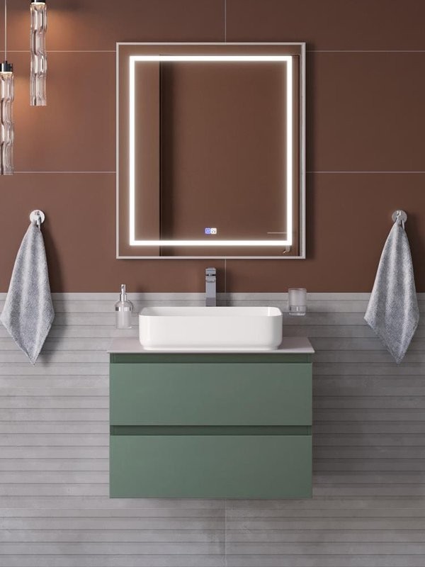 Мебель для ванной комнаты BelBagno Kraft 60 подвесная, матовая еловая, столешница kep-60-bo, раковина BB1304