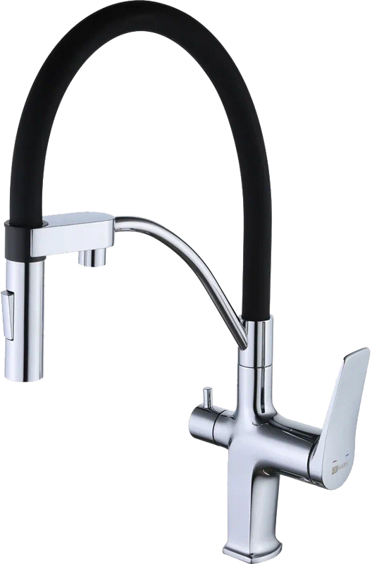 Комплект Мойка Paulmark Gera 60 PM205546-BLM черный металлик + Смеситель Lemark Comfort LM3074C с гибким изливом, хром, черный + Измельчитель Bone Crusher BC 910-SL-Slim Line