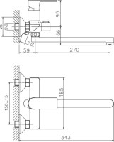 Смеситель с длинным изливом для ванны Haiba HB22505-3 Смеситель с длинным изливом для ванны Haiba HB22505-3