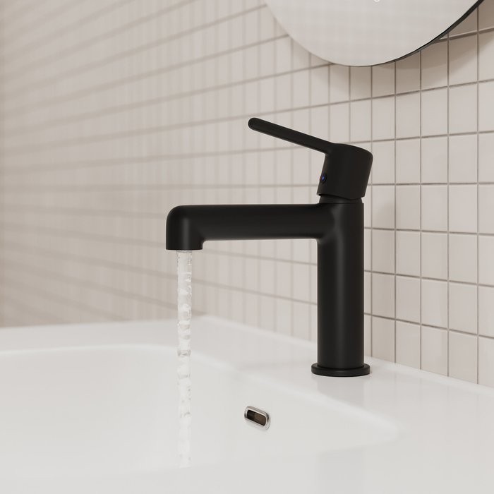 Смеситель для раковины IDDIS AIGBL00i01K с донным клапаном, черный