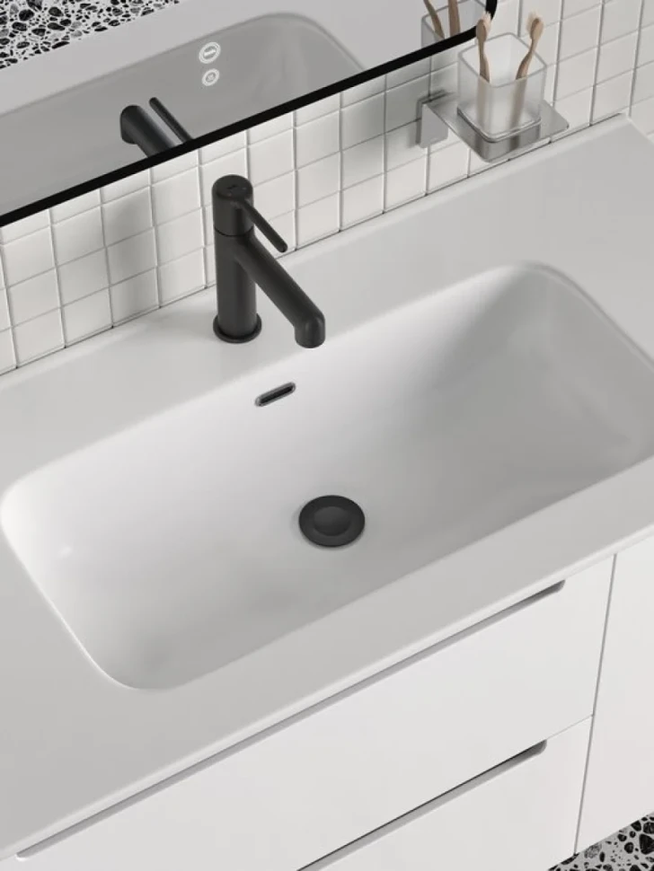 Смеситель для раковины IDDIS AIGBL00i01K с донным клапаном, черный
