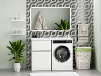 Тумба с раковиной Misty Ингрид 60 напольная, под стиральную машину, белая, левая