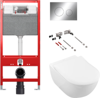 Комплект Унитаз подвесной Villeroy & Boch Subway 2.0 5614R201 alpin + Инсталляция TECE Profil TECEprofil Uni 2.0 9300302 + Кнопка Now 9 240 401 хром глянцевый + Крепления TECEprofil 9380014