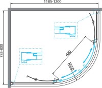 Душевой уголок BelBagno Due RH-2-120/80-C-Cr