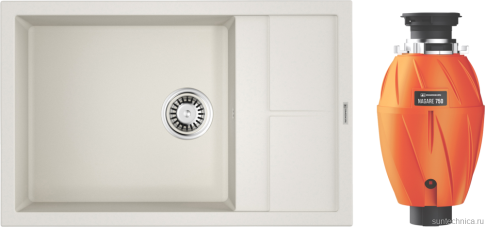Комплект Мойка Omoikiri Sumi 78-LB белая + Измельчитель Nagare 750