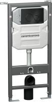Комплект Унитаз подвесной Ceramicanova Metric CN3007 безободковый, с микролифтом + Инсталляция Envision CN1001B + Кнопка Round, черная матовая