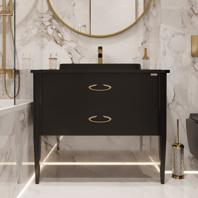 Тумба с раковиной STWORKI Luna 100 black matt