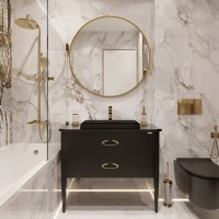 Тумба с раковиной STWORKI Luna 100 black matt