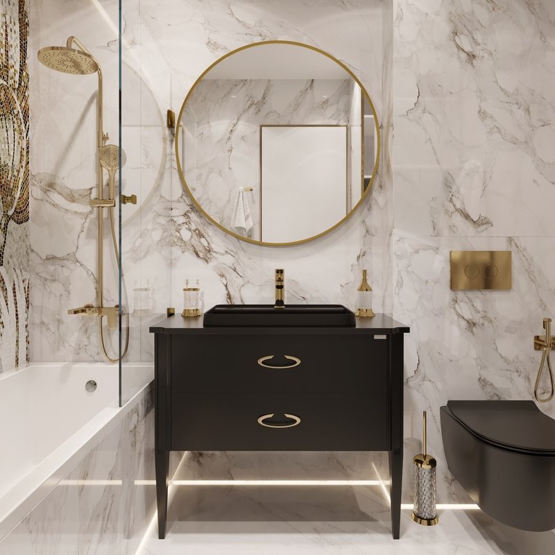 Тумба с раковиной STWORKI Luna 100 black matt