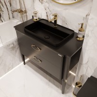 Тумба с раковиной STWORKI Luna 100 black matt