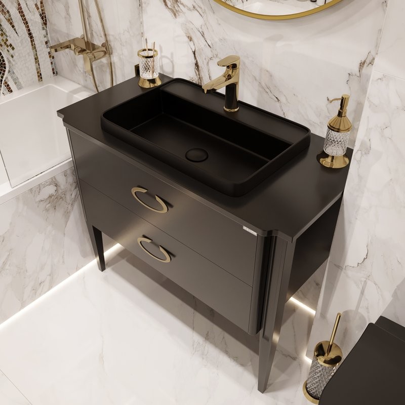 Тумба с раковиной STWORKI Luna 100 black matt