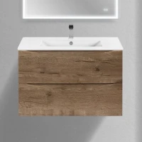 Тумба с раковиной Vincea Mia Slim 80, 2 ящика, дуб винтаж