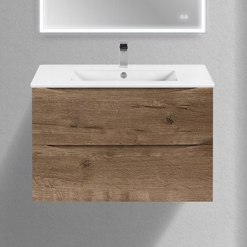 Тумба с раковиной Vincea Mia Slim 80, 2 ящика, дуб винтаж