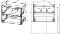 Тумба с раковиной Vincea Mia Slim 80, 2 ящика, дуб винтаж