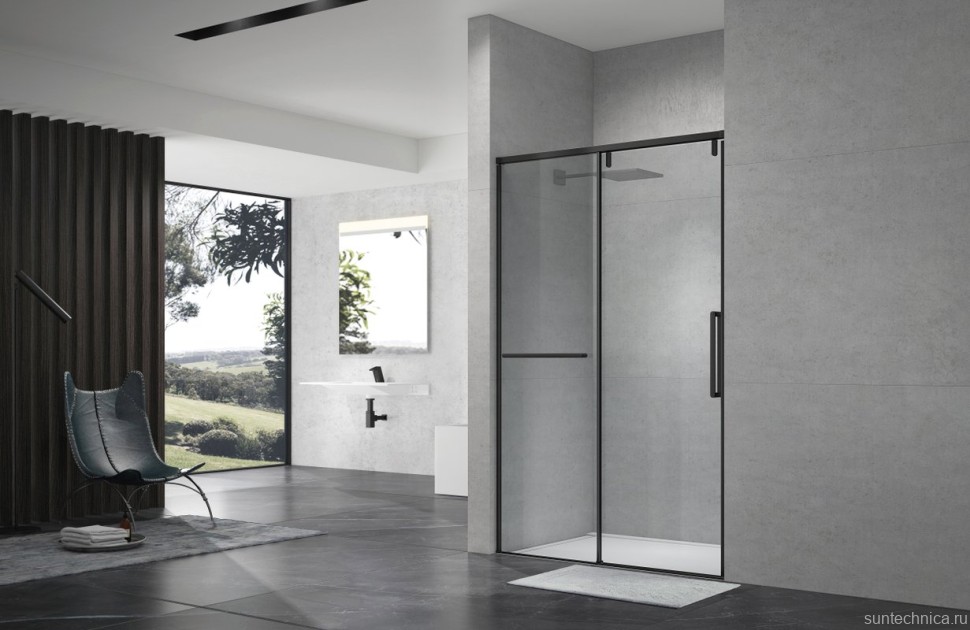 Душевая дверь в нишу Terminus Альба 1DS140х220B 140х220, черная