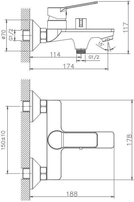 Смеситель для ванны с душем Haiba HB60559
