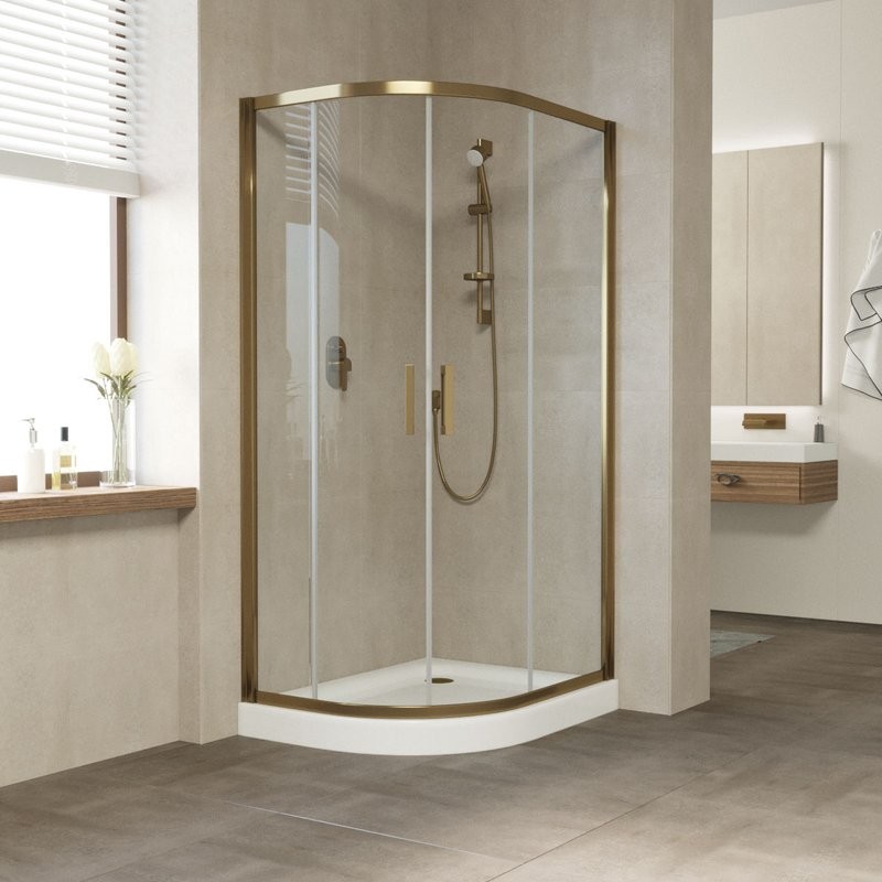 Душевой уголок Vegas Glass ZS-F Tur Novo 110*80 05 01 профиль бронза, стекло прозрачное