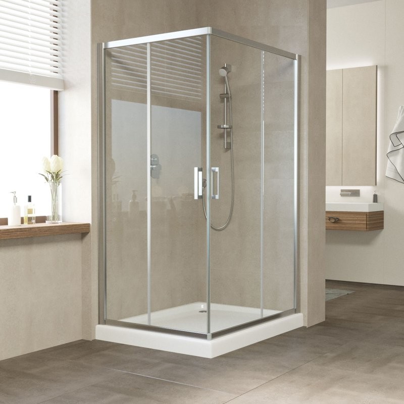 Душевой уголок Vegas Glass ZA-F Tur Novo 120*100 08 01 профиль глянцевый хром, стекло прозрачное