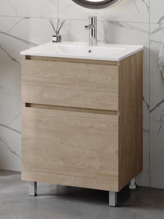 Тумба с раковиной Teymi Laina 60 напольная, светлый дуб