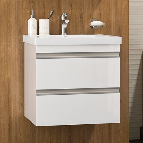 Тумба с раковиной Misty Ингрид 60 подвесная, белая эмаль