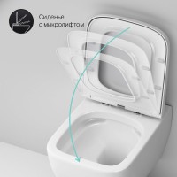 Комплект Унитаз подвесной AM.PM Gem C901701SC безободковый, с микролифтом + Инсталляция TECE Base 9400413 4 в 1 с кнопкой смыва