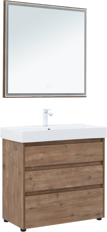 Мебель для ванной комнаты Aquanet Nova Lite 85 напольная, дуб рустикальный, 3 ящика