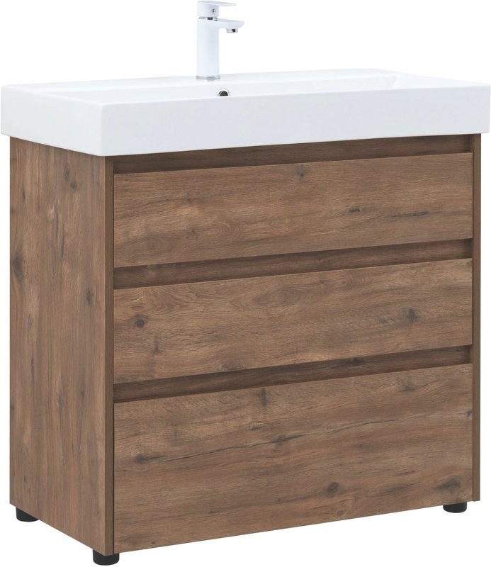 Мебель для ванной комнаты Aquanet Nova Lite 85 напольная, дуб рустикальный, 3 ящика