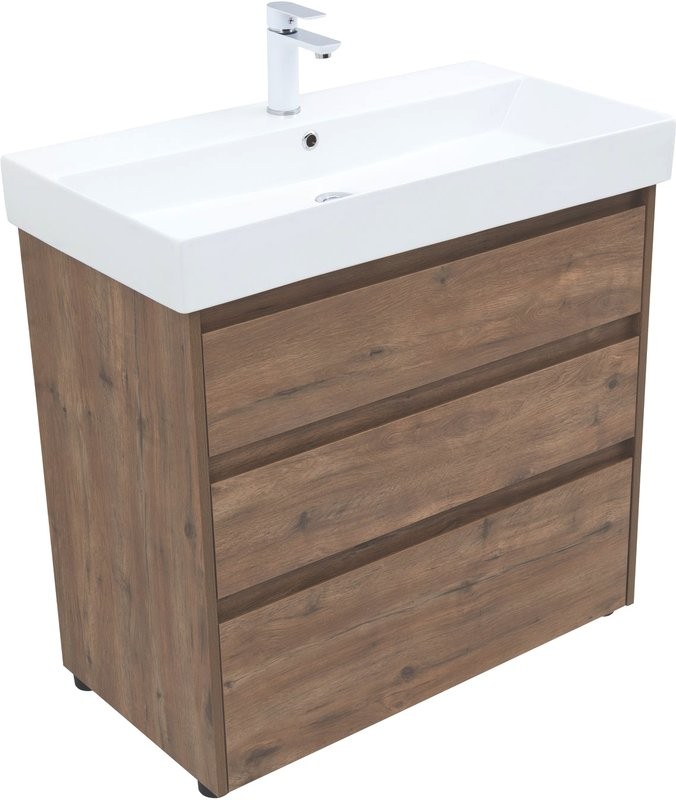 Мебель для ванной комнаты Aquanet Nova Lite 85 напольная, дуб рустикальный, 3 ящика