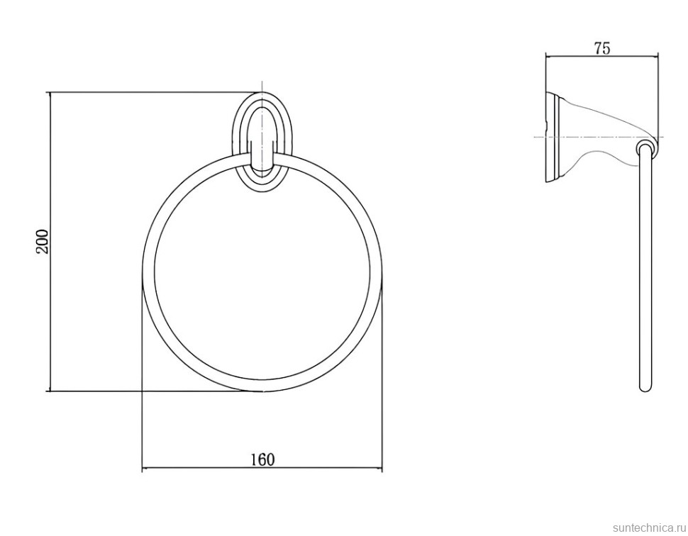 Держатель для полотенец Fashun A1504 глянцевый хром, кольцо