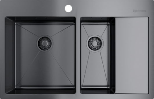 Комплект Мойка Omoikiri Akisame 78-2-GM-L вороненая сталь + Измельчитель Nagare 750