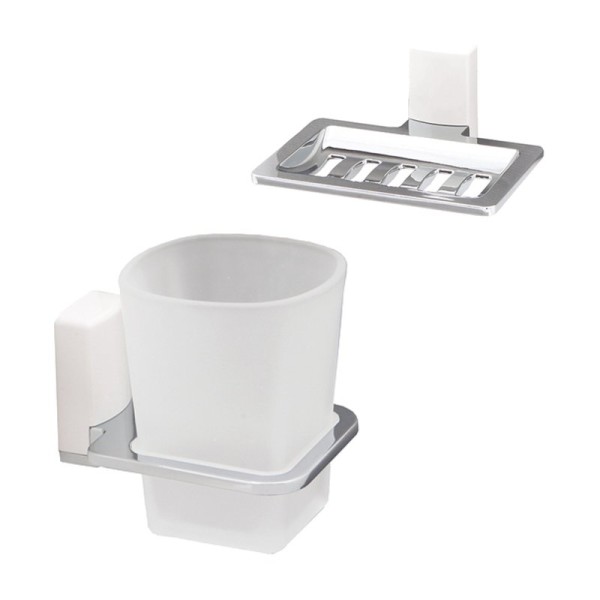 Набор Стакан Wasserkraft Leine White K-5028WHITE + Мыльница K-5069WHITE