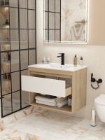 Тумба с раковиной Teymi Vitra 80 дуб, белая