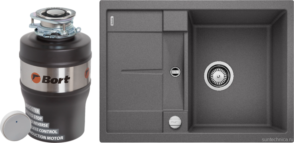 Комплект Мойка Blanco Metra 45S Compact 519573 темная скала + Измельчитель Bort Alligator Mega