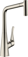 Комплект Смеситель Hansgrohe Metris M71 14780800, сталь + Фартук, черный