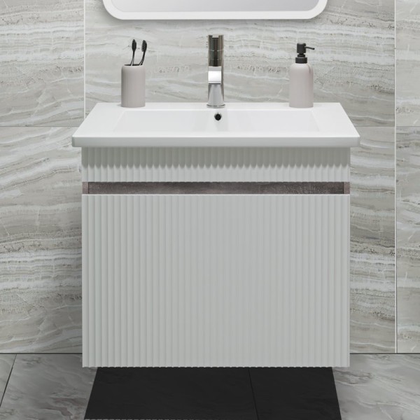 Тумба под раковину Runo Модена 65 железный камень