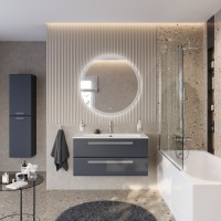 Тумба с раковиной Cezares Eco Cer-N 100 grafito, раковина Eco 100, ручки серые