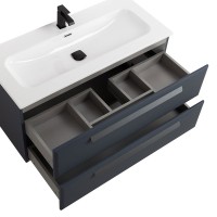 Тумба с раковиной Cezares Eco Cer-N 100 grafito, раковина Eco 100, ручки серые