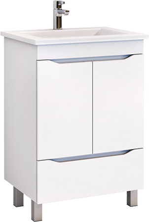Тумба с раковиной Vigo Grani 60 напольная, 2 дверцы, 1 ящик, белая