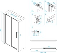 Душевой уголок RGW Stilvoll SV-12B+100 см (108,5-110)x100x195 профиль черный матовый, стекло прозрачное