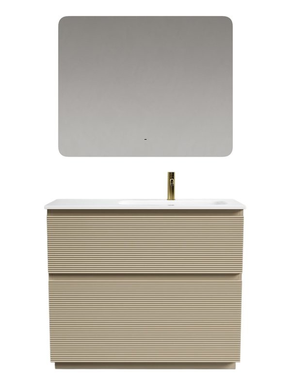 Мебель для ванной комнаты Sancos Folk Floor 100 правая напольная, капучино, раковина CN7015